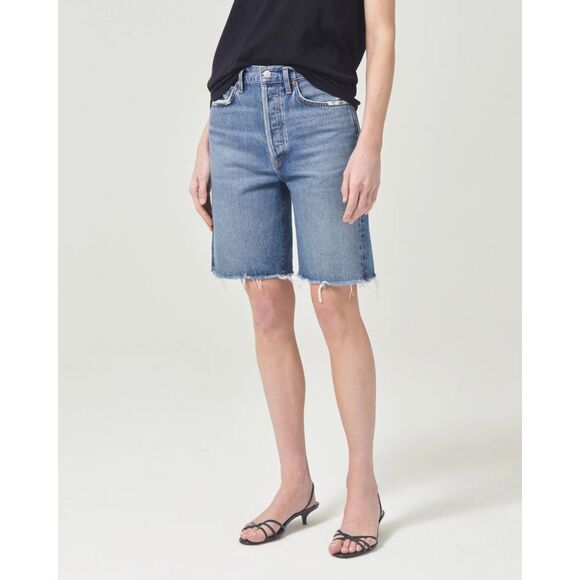 NWT AGOLDE Women's 90's Mid Rise Loose Denim Shorts in Precision Wash Size 23 - Picture 5 of 16